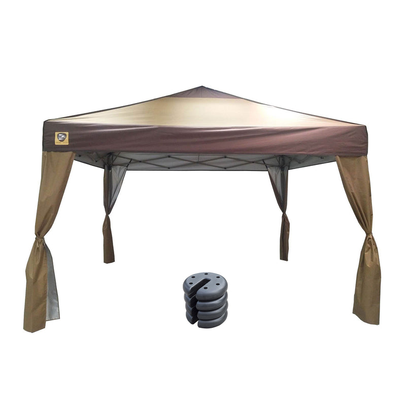 Z- Shade 12 x 12 Ft Portable Canopy w/ Skirts, Tan & 5 Lb Leg Weights, Set of 4
