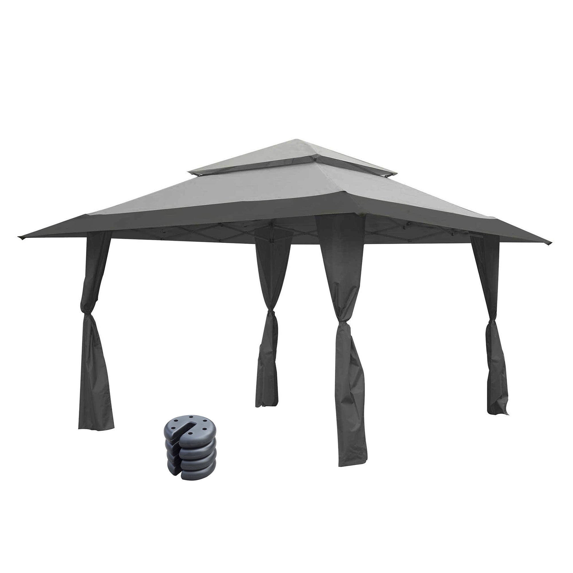 Z-Shade 13 x 13 Foot Instant Gazebo Canopy, Gray & 5 Pound Leg Weight, Set of 4