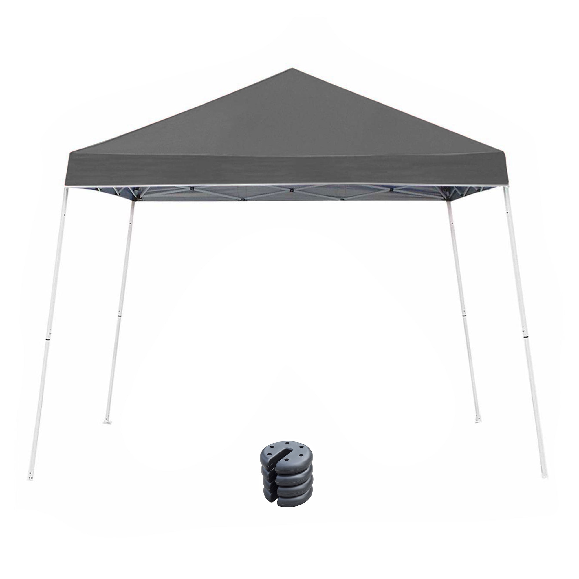 Z-Shade Push Button Angled Leg Tent with a 4 Pack of 5 Pound Leg Weights, Gray