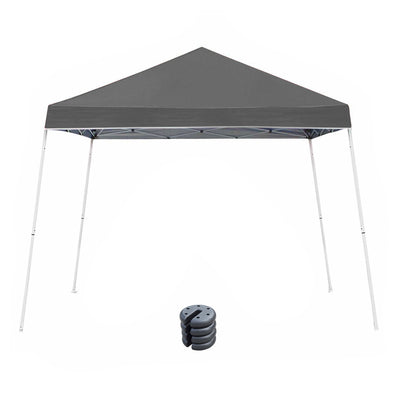 Z-Shade Push Button Angled Leg Tent with a 4 Pack of 5 Pound Leg Weights, Gray