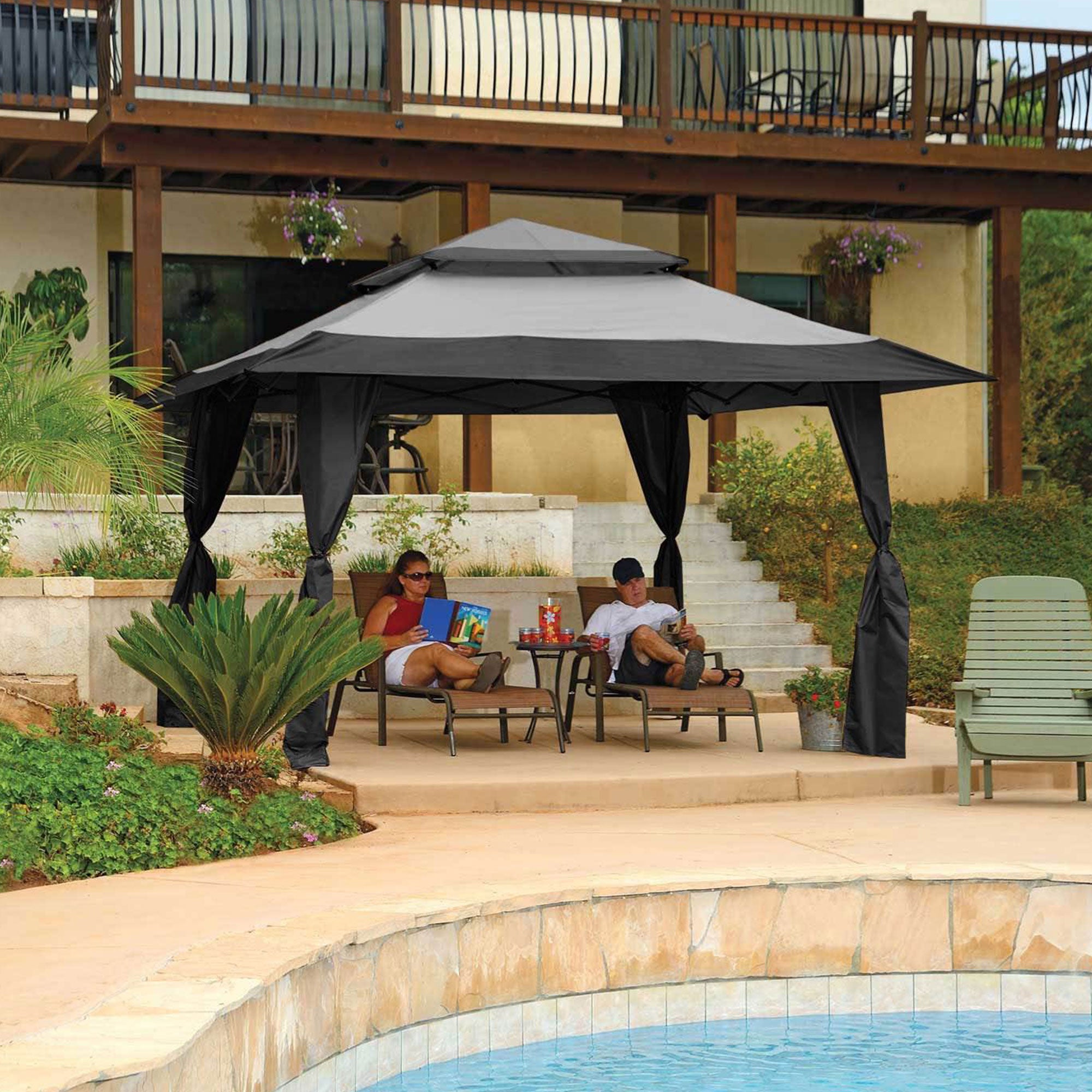 Z-Shade 13 x 13 Foot Instant Gazebo Canopy, Gray & 5 Pound Leg Weight, Set of 4