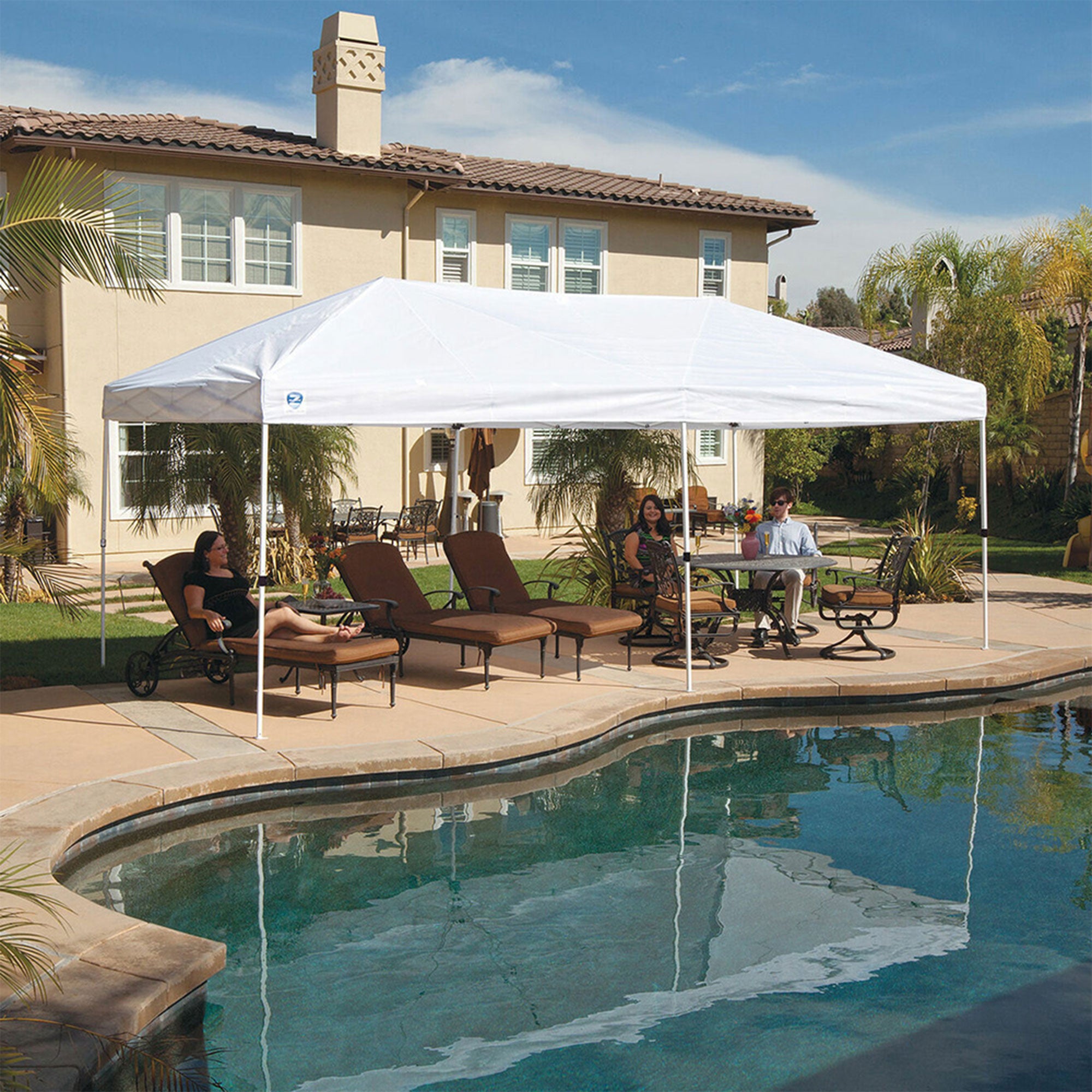 Z-Shade 20 by 10 Foot Instant Canopy Tent, White & 5 Pound Leg Weights, Set of 4