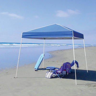 Z-Shade Push Button Angled Leg Tent with a 4 Pack of 5 Pound Leg Weights, Blue