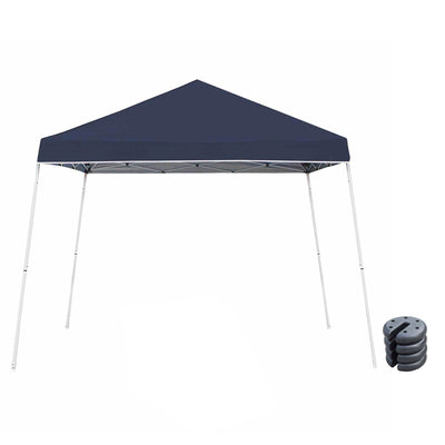 Z-Shade Push Button Angled Leg Tent with a 4 Pack of 5 Pound Leg Weights, Navy