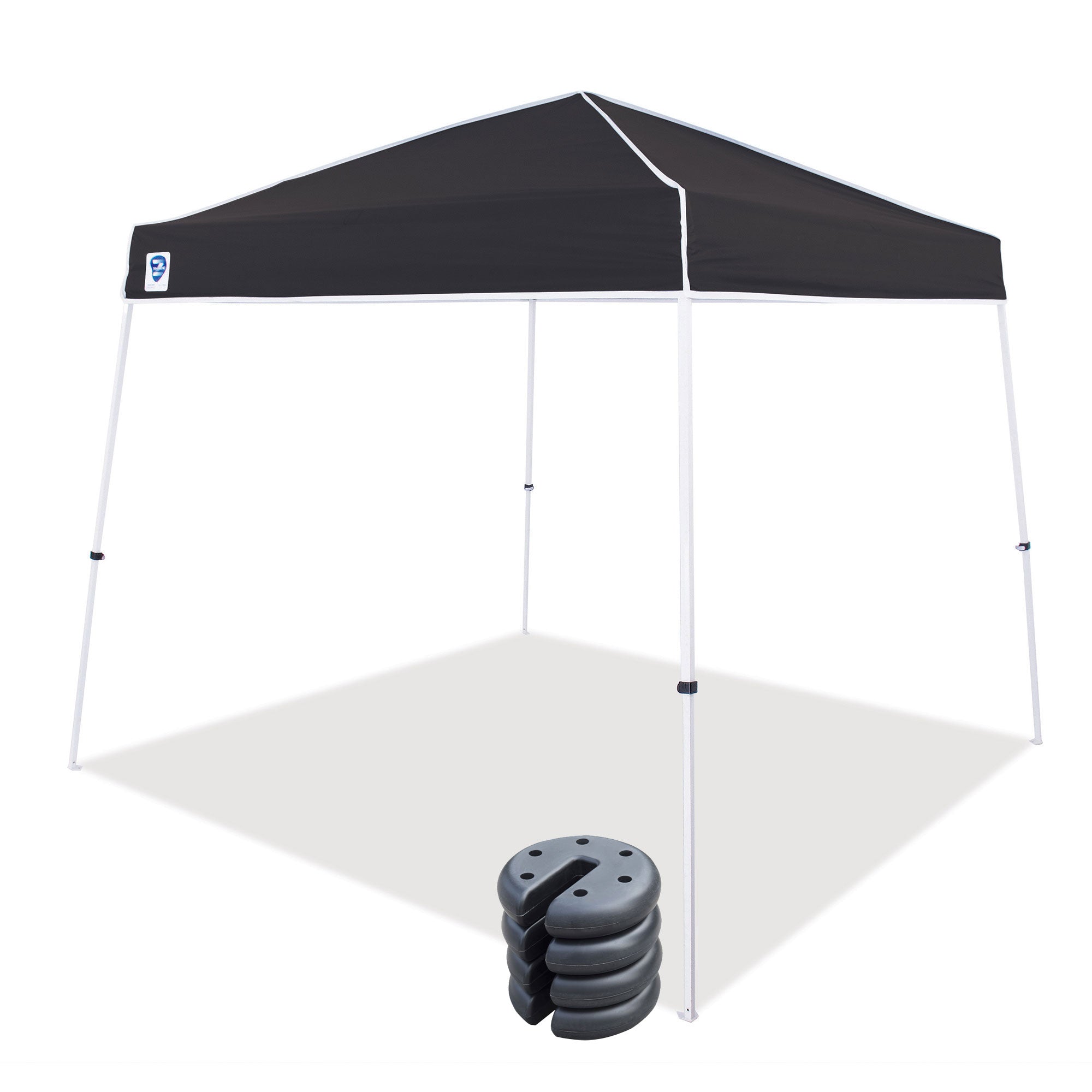 Z-Shade Push Button Angled Leg Tent with a 4 Pack of 5 Pound Leg Weights, Black