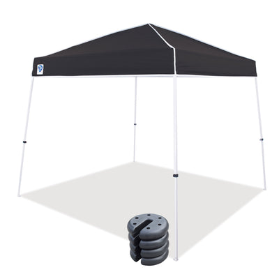 Z-Shade Push Button Angled Leg Tent with a 4 Pack of 5 Pound Leg Weights, Black