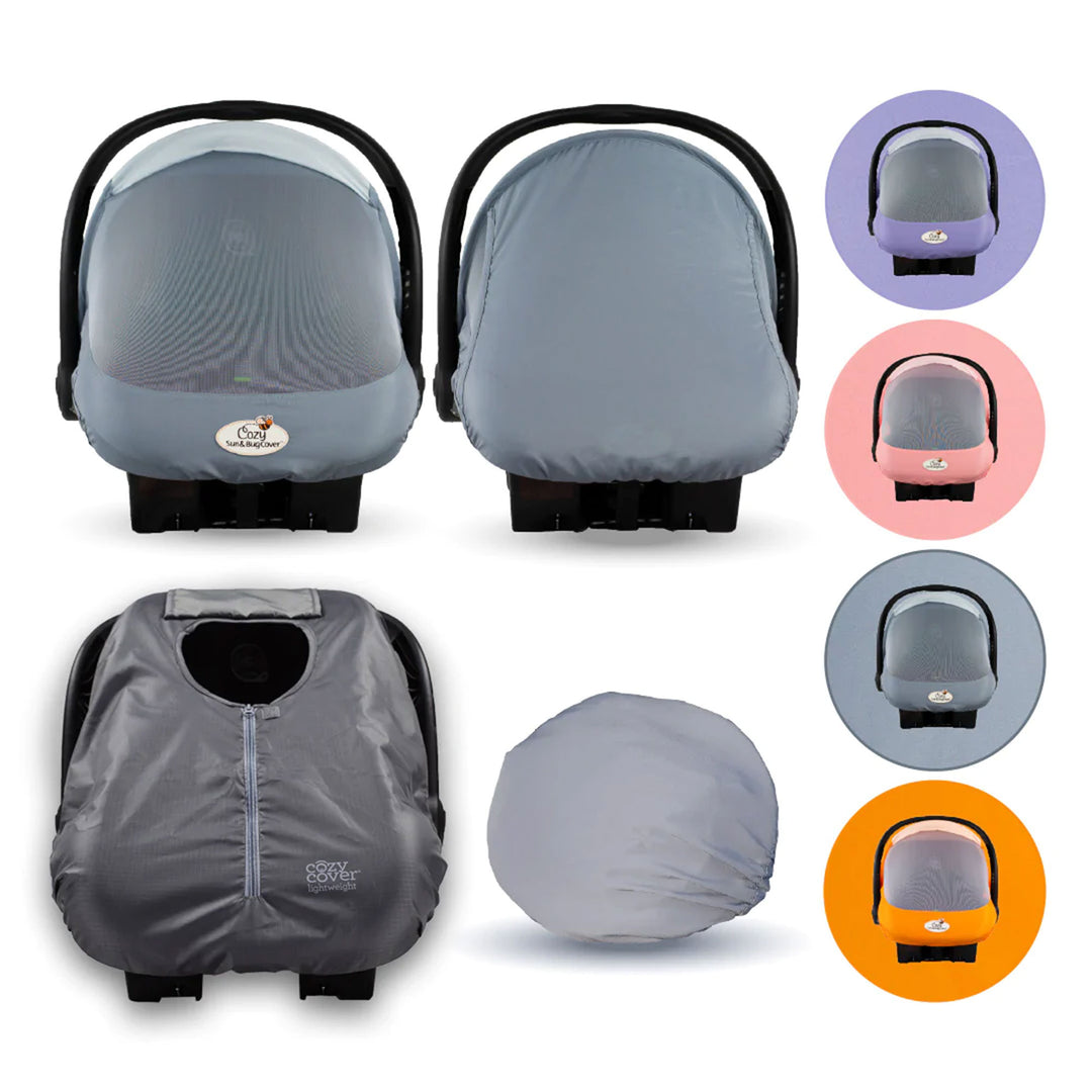 CozyBaby Sun & Bug Cover w/ Lightweight Summer Cozy Cover for Baby Carrier, Gray