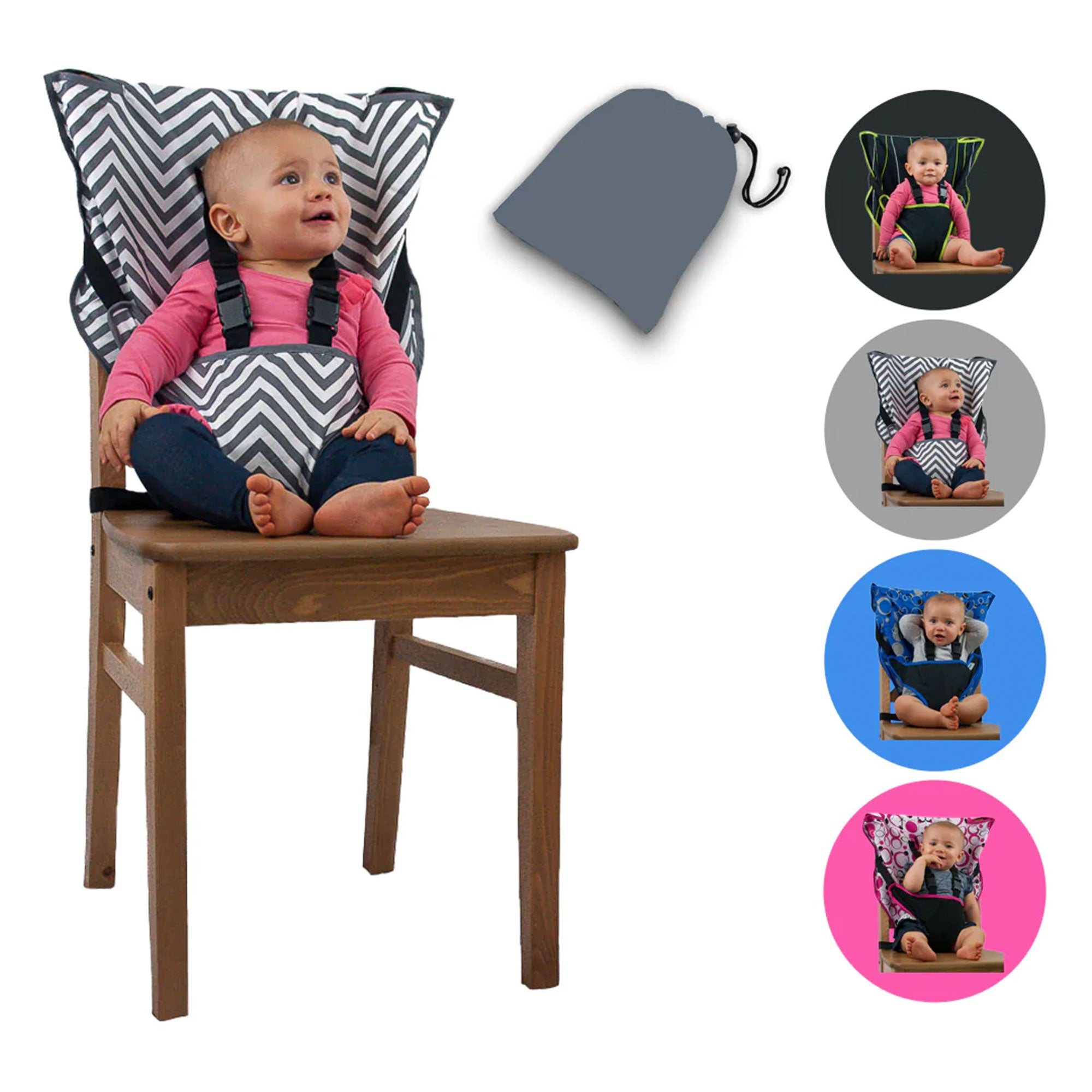 CozyBaby Portable Washable Travel Cloth Easy Seat High Chair, Gray (Open Box) - VMInnovations