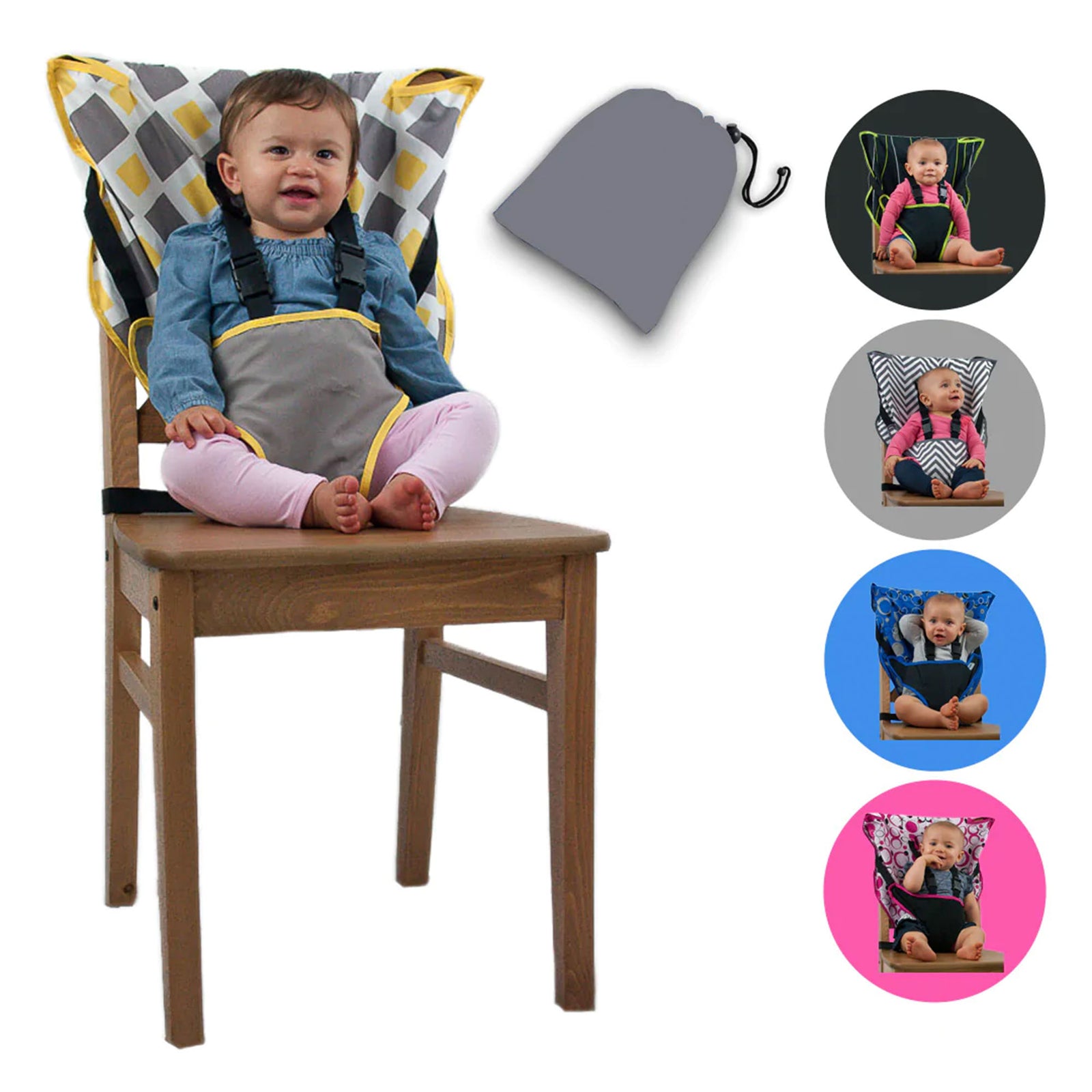 CozyBaby Portable Washable Travel Cloth Easy Seat High Chair, Charcoal Yellow - VMInnovations
