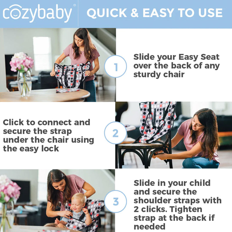 CozyBaby Portable Washable Travel Cloth Easy Seat High Chair, Black / Green