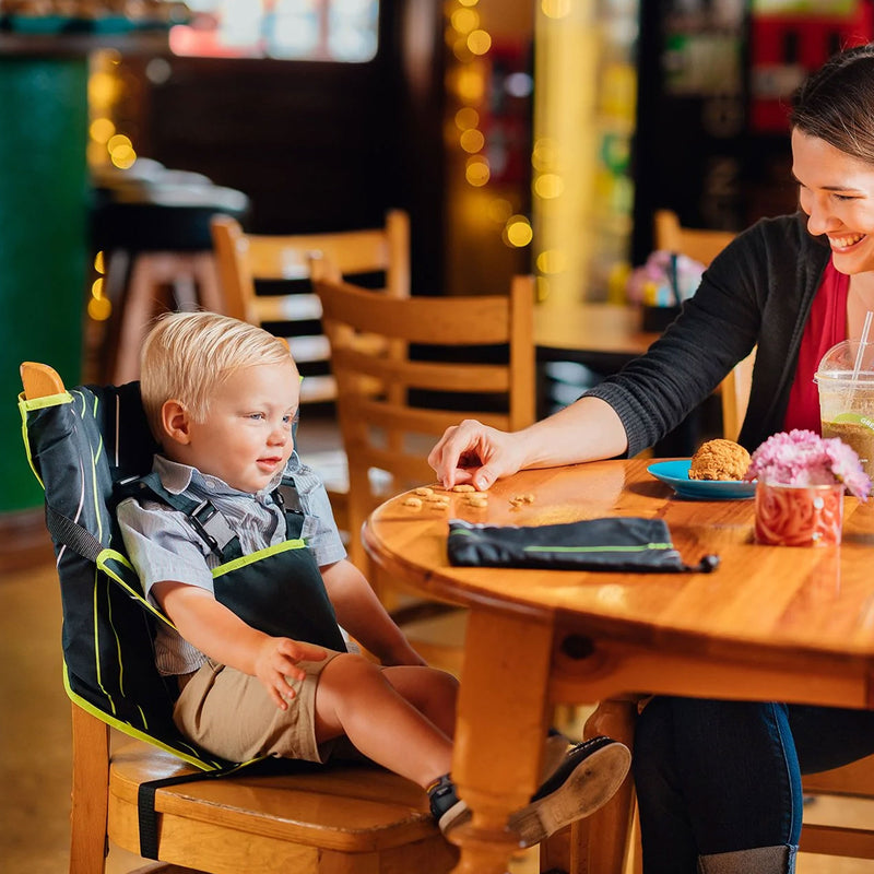 CozyBaby Portable Washable Travel Cloth Easy Seat High Chair, Black / Green