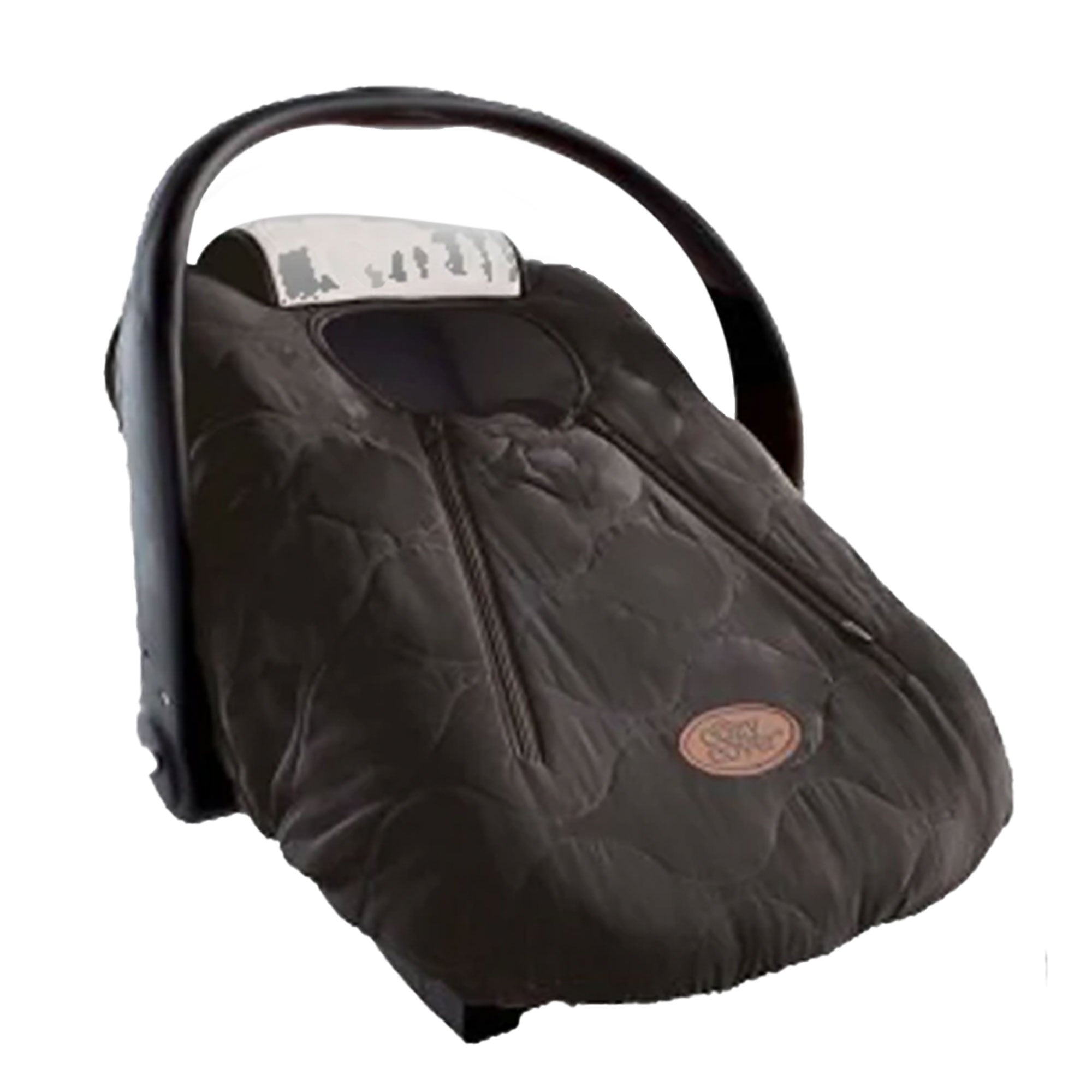 Quilted Infant Car Seat Cover with Dual Zippers and Elastic Edge, Black (Used) - VMInnovations