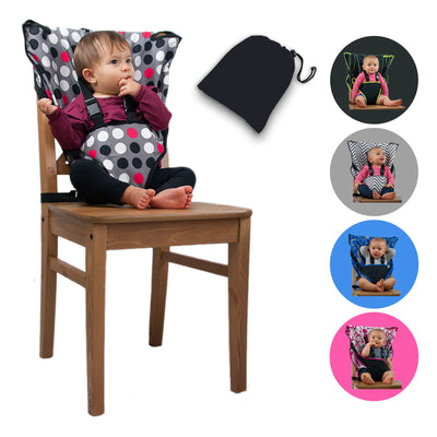 CozyBaby Portable Washable Travel Cloth Easy Seat High Chair, Gray Polka Dot - VMInnovations