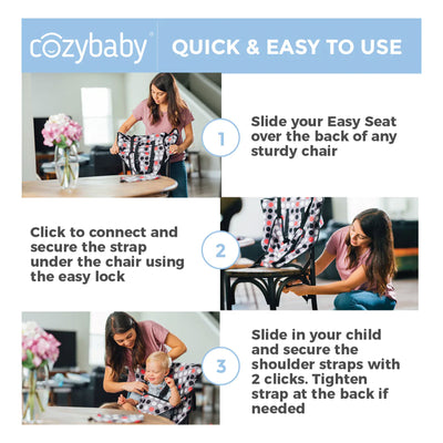 CozyBaby Portable Washable Travel Cloth Easy Seat High Chair, Gray Polka Dot - VMInnovations