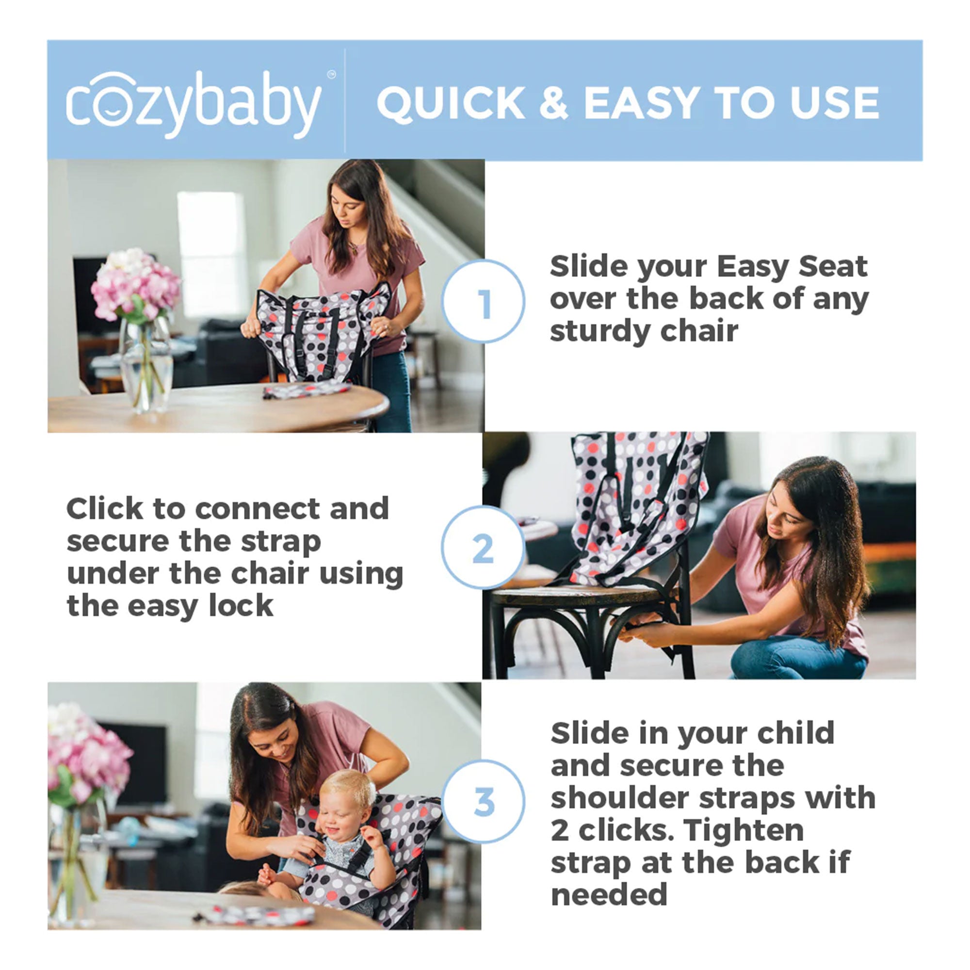 CozyBaby Portable Washable Travel Cloth Easy Seat High Chair (Open Box) - VMInnovations