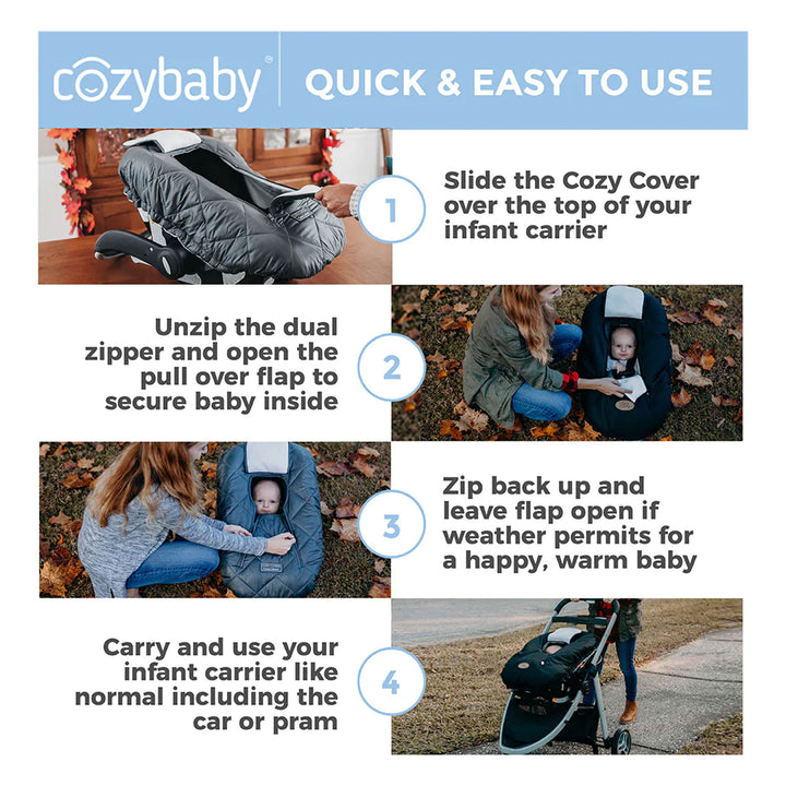 CozyBaby Premium Infant Seat Cover w/ Dual Zippers & Elastic Edge (Open Box) - VMInnovations