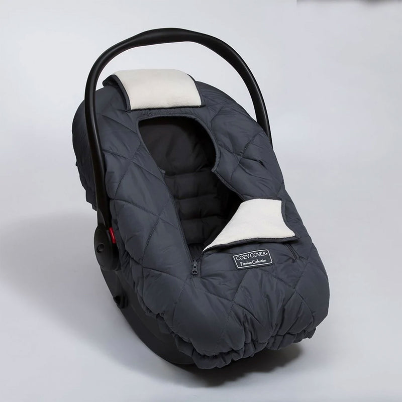 CozyBaby Infant Car Seat Cover w/ Dual Zippers & Elastic Edge, Charcoal (Used)