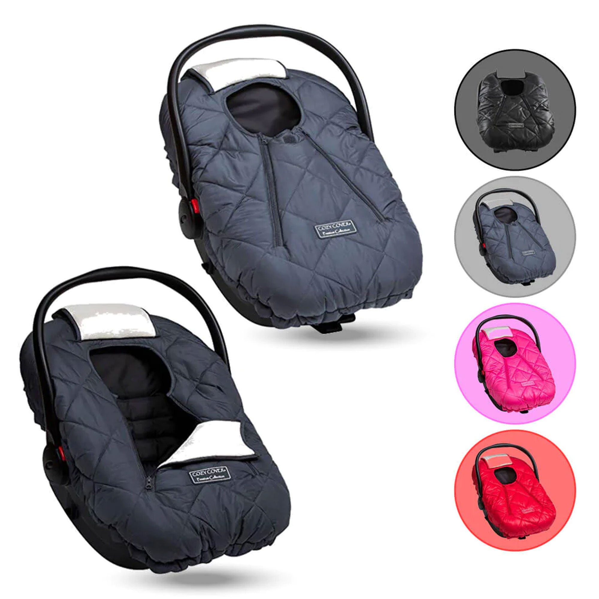 CozyBaby Premium Infant Car Seat Cover w/ Dual Zippers & Elastic Edge, Charcoal - VMInnovations