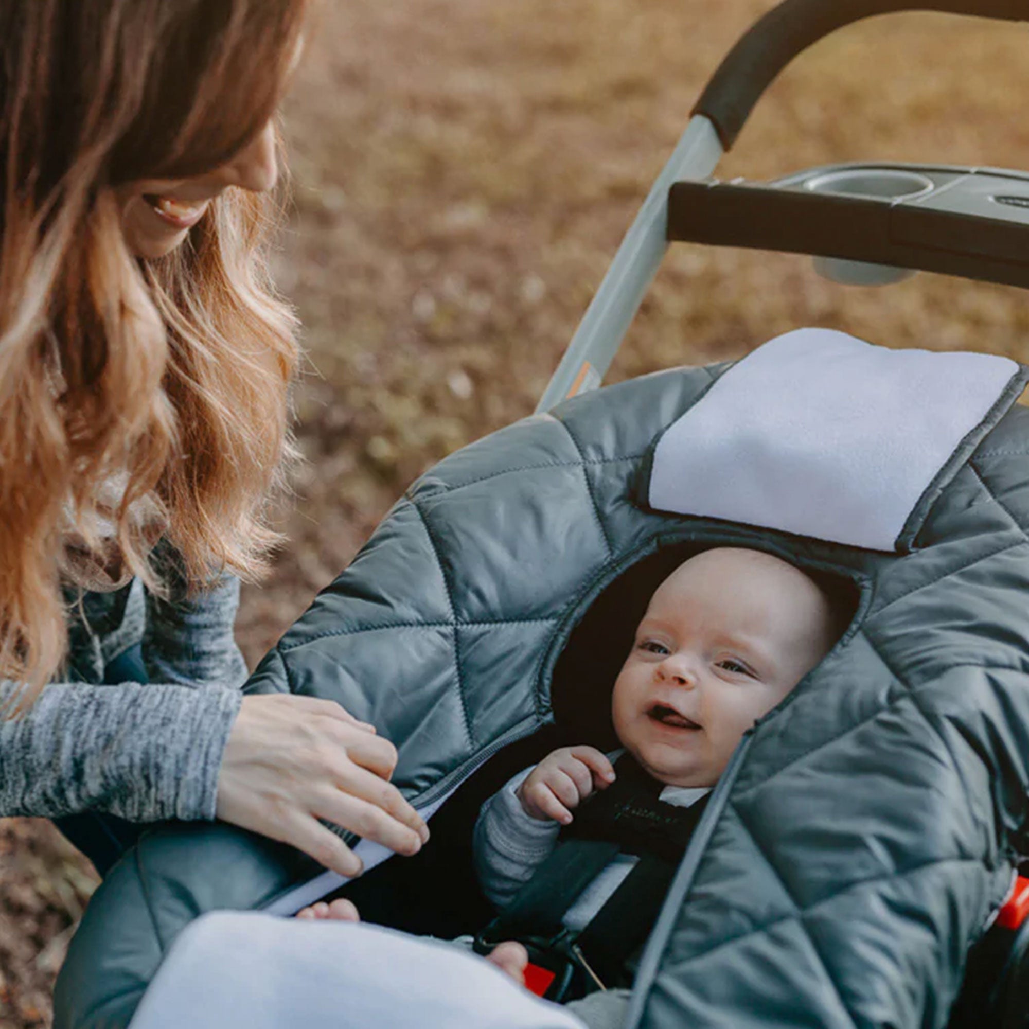 CozyBaby Infant Car Seat Cover w/ Dual Zippers & Elastic Edge, Charcoal (Used) - VMInnovations