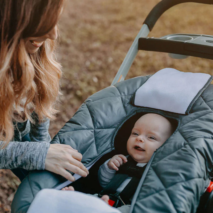 CozyBaby Infant Car Seat Cover w/ Dual Zippers & Elastic Edge, Charcoal (Used) - VMInnovations