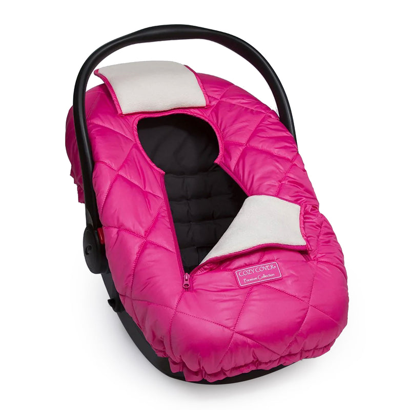 CozyBaby Premium Infant Car Seat Cover with Dual Zippers & Elastic Edge, Pink