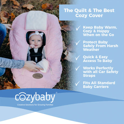 CozyBaby Quilted Infant Car Seat Cover with Dual Zippers and Elastic Edge (Used) - VMInnovations