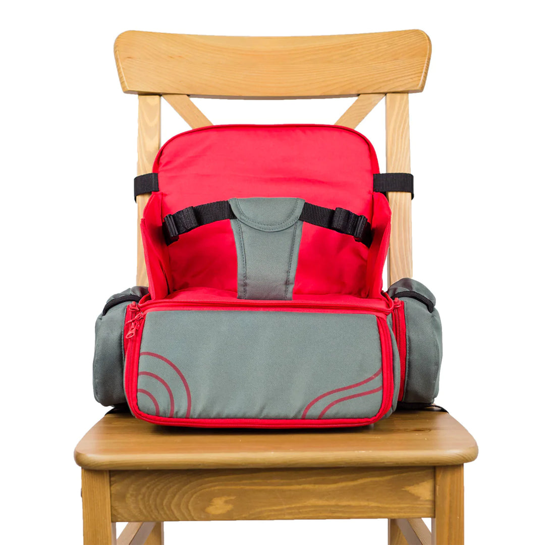 Cozy Cover 3 in 1 Portable Baby Booster Seat Backpack Bag, Red & Gray (Used)