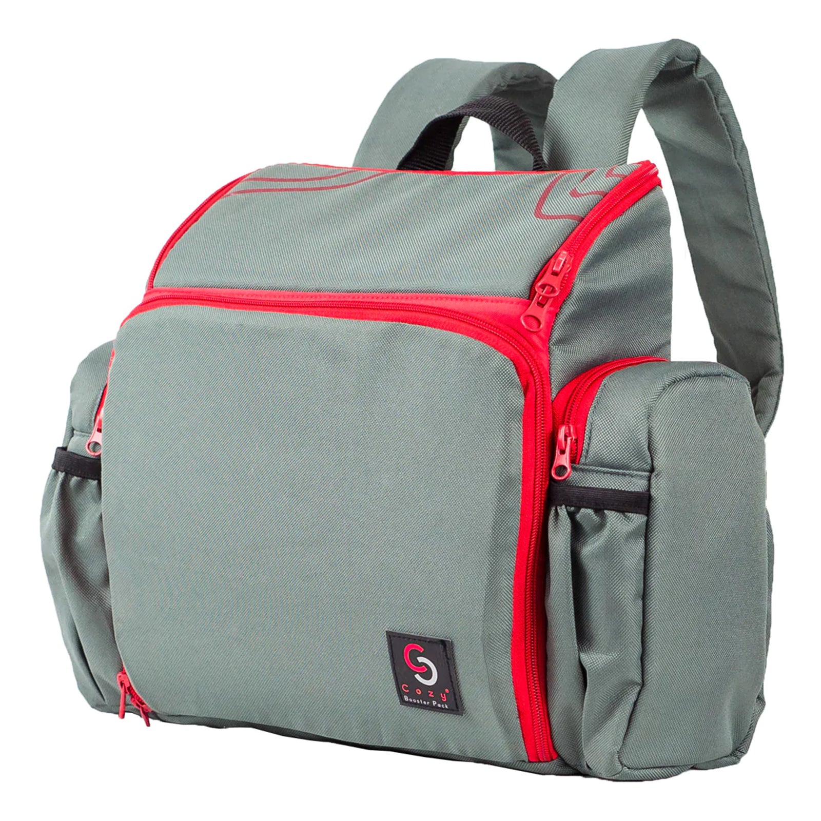 Cozy Cover 3 in 1 Portable Baby Booster Seat Diaper Backpack Bag, Red & Gray - VMInnovations