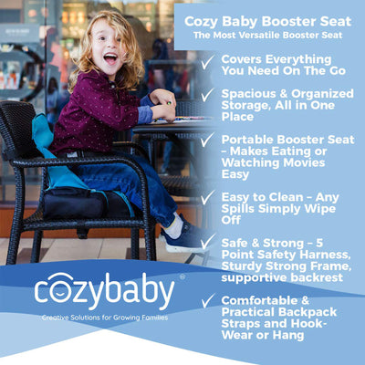 Cozy Cover 3 in 1 Portable Baby Booster Seat Diaper Backpack Bag, Black & Gray - VMInnovations