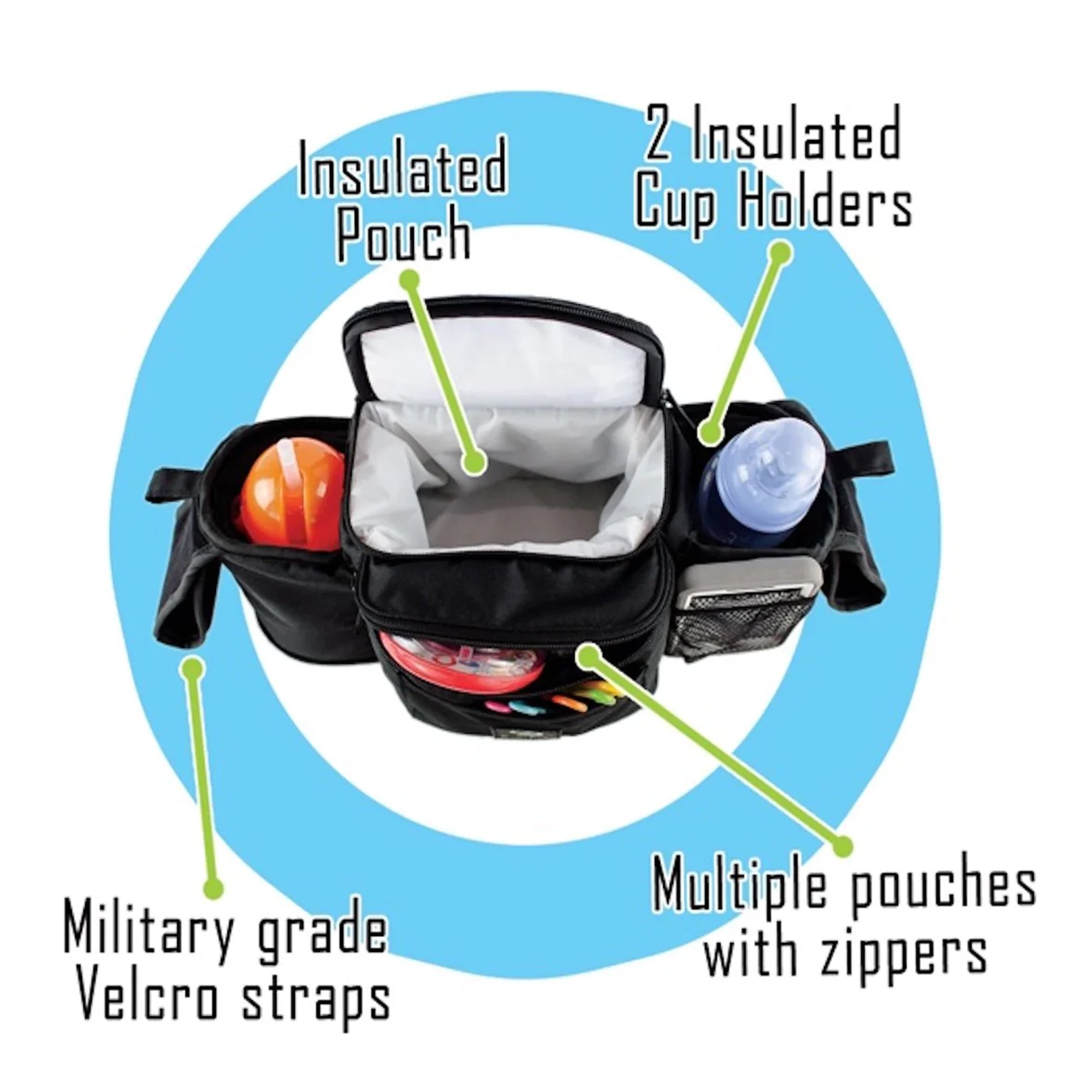 Cozy Cover Stroller Organizer Insulated Storage Caddy Basket, Black(Used) - VMInnovations