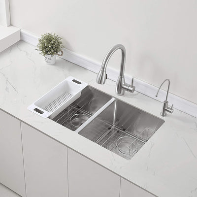 Zuhne Genoa 32 Inch Stainless Steel Premium Sink w/ Doubled Basin & Extra Depth