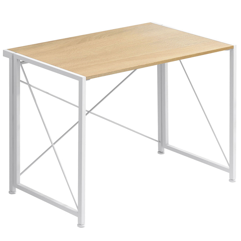 4NM 35.4 Inch Modern Simple Computer Office Study Writing Desk, Natural/White