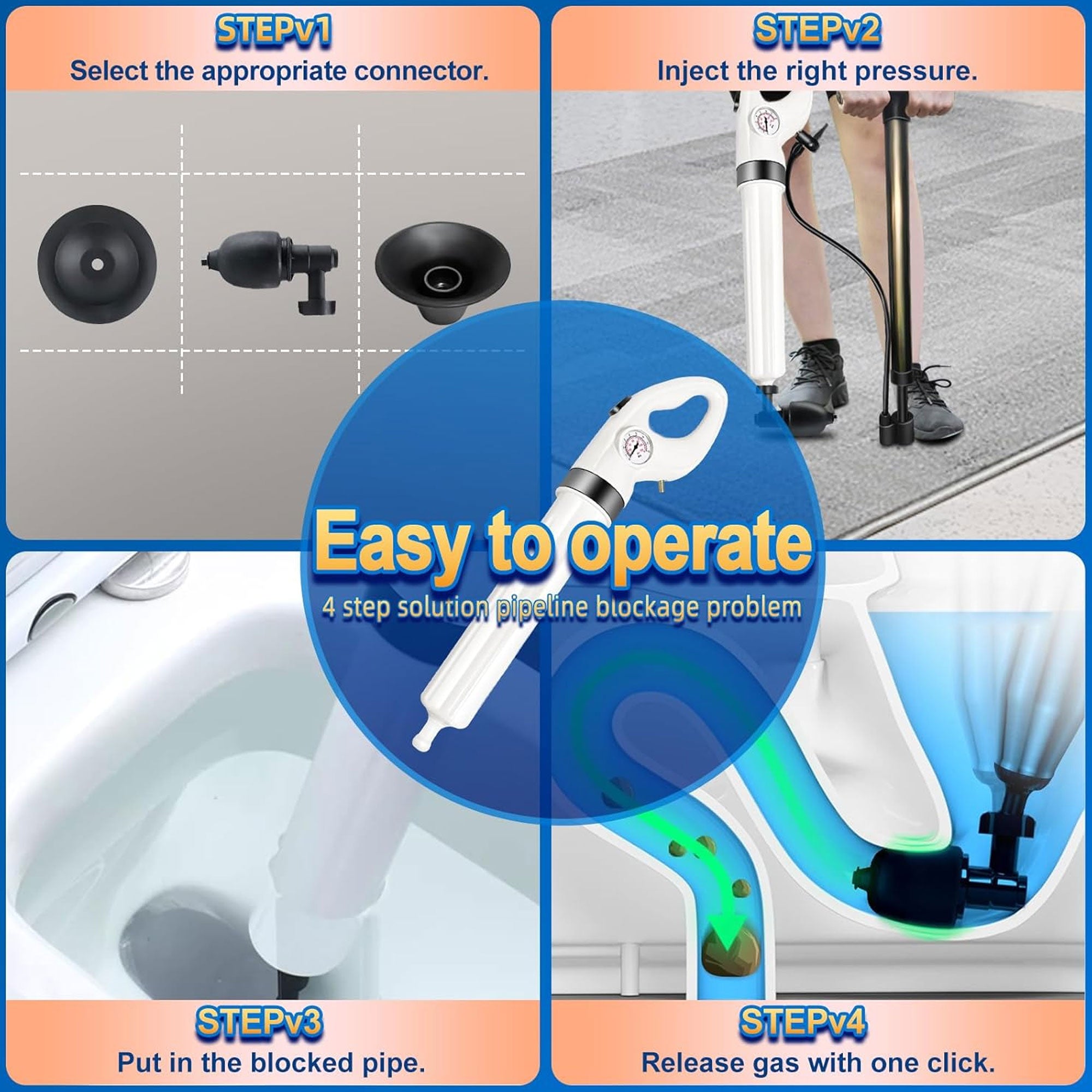FEIYABDF Bathroom Electric High Pressure Air Toilet Plunger (Used)