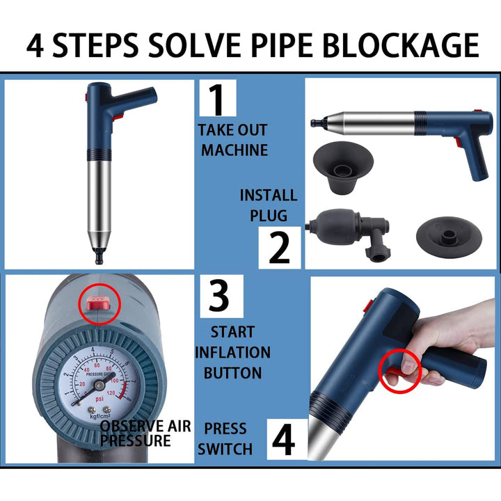 FEIYABDF Electric High Pressure Air Gun Plunger for Unclogging Pipes, Tool Only