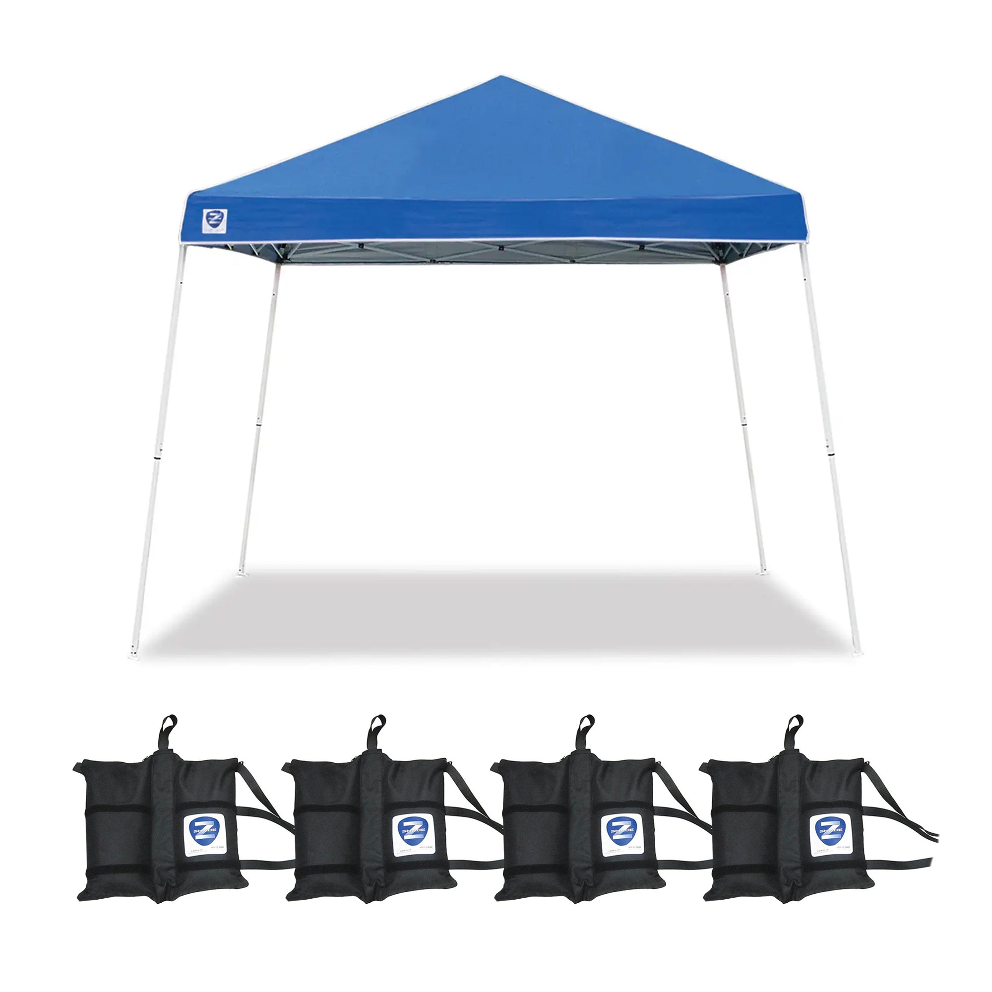 Z-Shade 10 x 10 Foot Horizon Canopy Tent, Blue & Leg Wrap Weight Bags, Set of 4