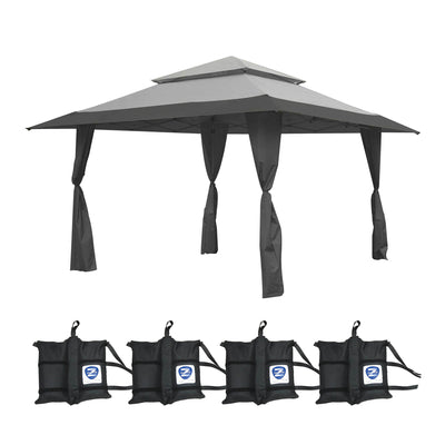 Z-Shade 13 x 13 Foot Gazebo Canopy Tent, Gray & Leg Wrap Weight Bags, Set of 4