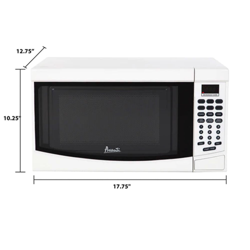 Avanti 700W 0.7 Cubic Foot Countertop Kitchen Microwave Oven w/ Turntable, White