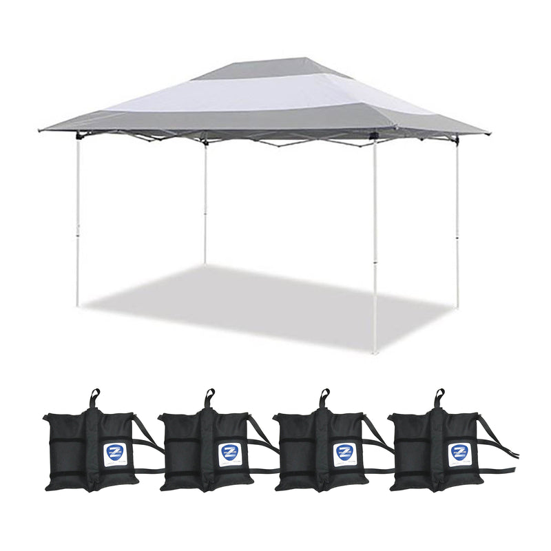 Z-Shade 14 x 10 Ft Outdoor Canopy and Wrap-Around Leg Weight Bags, Gray & White