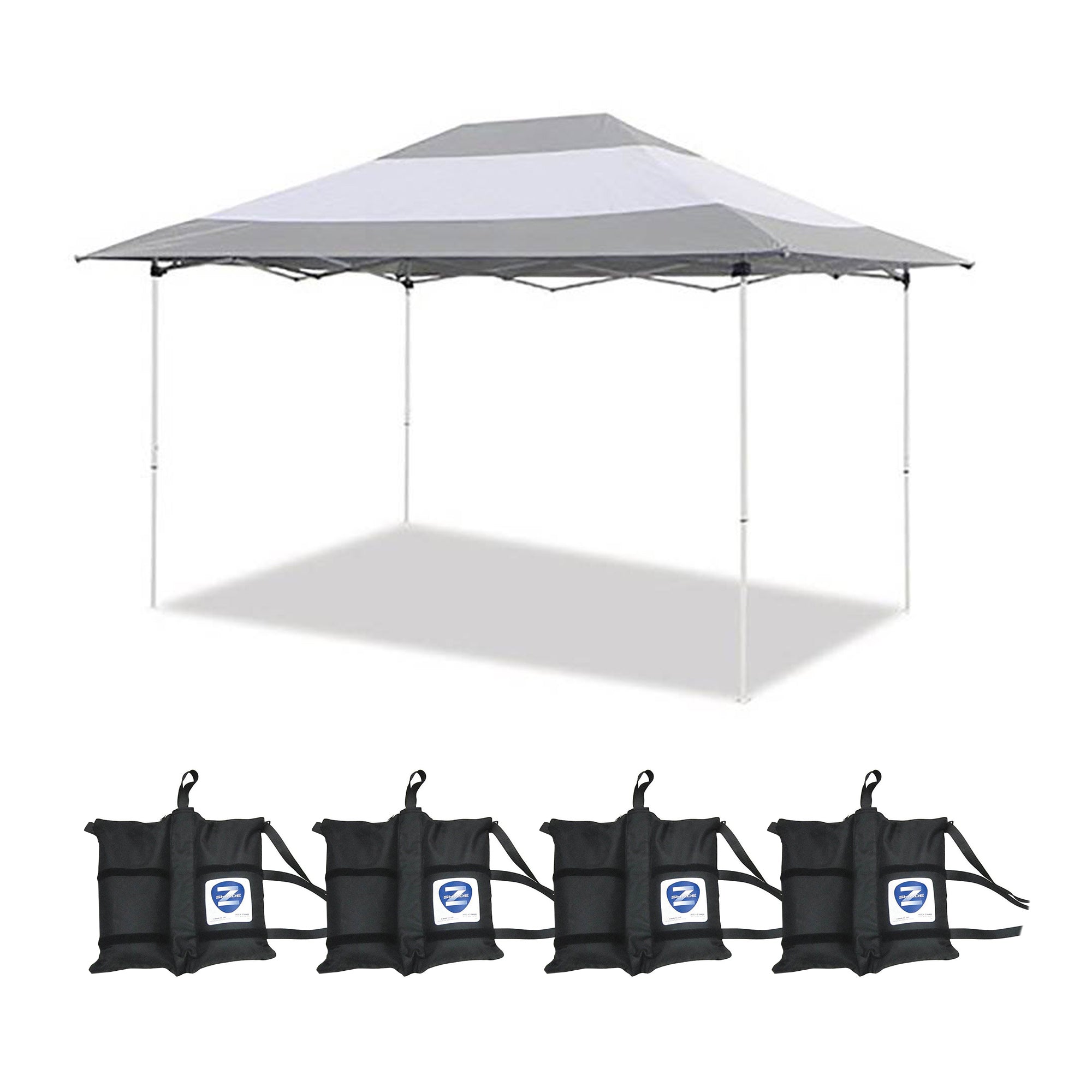 Z-Shade 14 x 10 Ft Outdoor Canopy and Wrap-Around Leg Weight Bags, Gray & White
