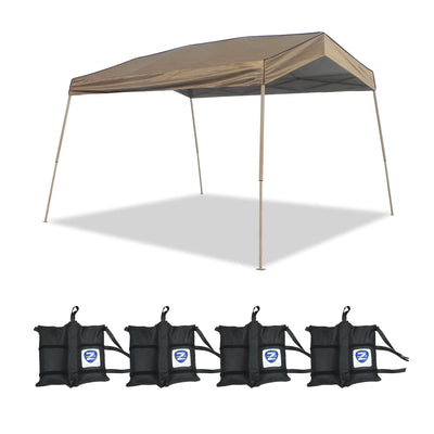 Z-Shade 12 x 14 Foot Outdoor Shade Canopy and Wrap-Around Leg Weight Bags, Tan - VMInnovations