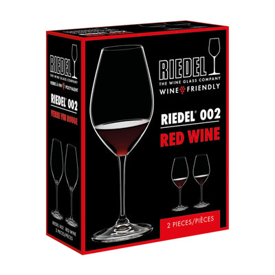 Riedel Wine Friendly Riedel 002, Red Wine Stemmed Crystal Glasses, 2 Pieces (Open Box)