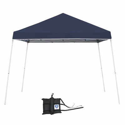 Z-Shade 10 x 10 Foot Angled Leg Tent w/ a 4 Pack of Heavy Duty Weight Bags, Navy