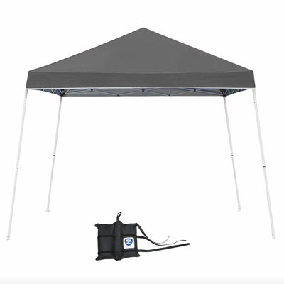 Z-Shade 10 x 10 Foot Angled Leg Tent w/ a 4 Pack of Heavy Duty Weight Bags, Gray