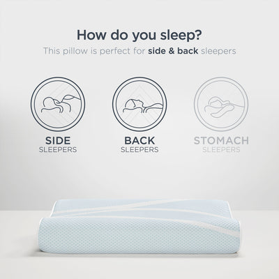Tempur-Pedic TEMPUR-Breeze Medium Firm Contoured Memory Foam Neck Pillow, Queen