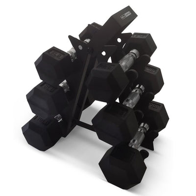 Hexagonal Dumbbell Free Hand Weight Set w/ Rack, 5, 8, & 10 Lbs  (Open Box) - VMInnovations
