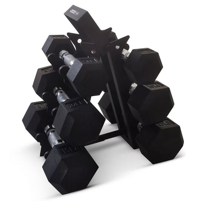 HolaHatha Hexagonal Dumbbell Free Hand Weight Set w/Rack (Used) - VMInnovations