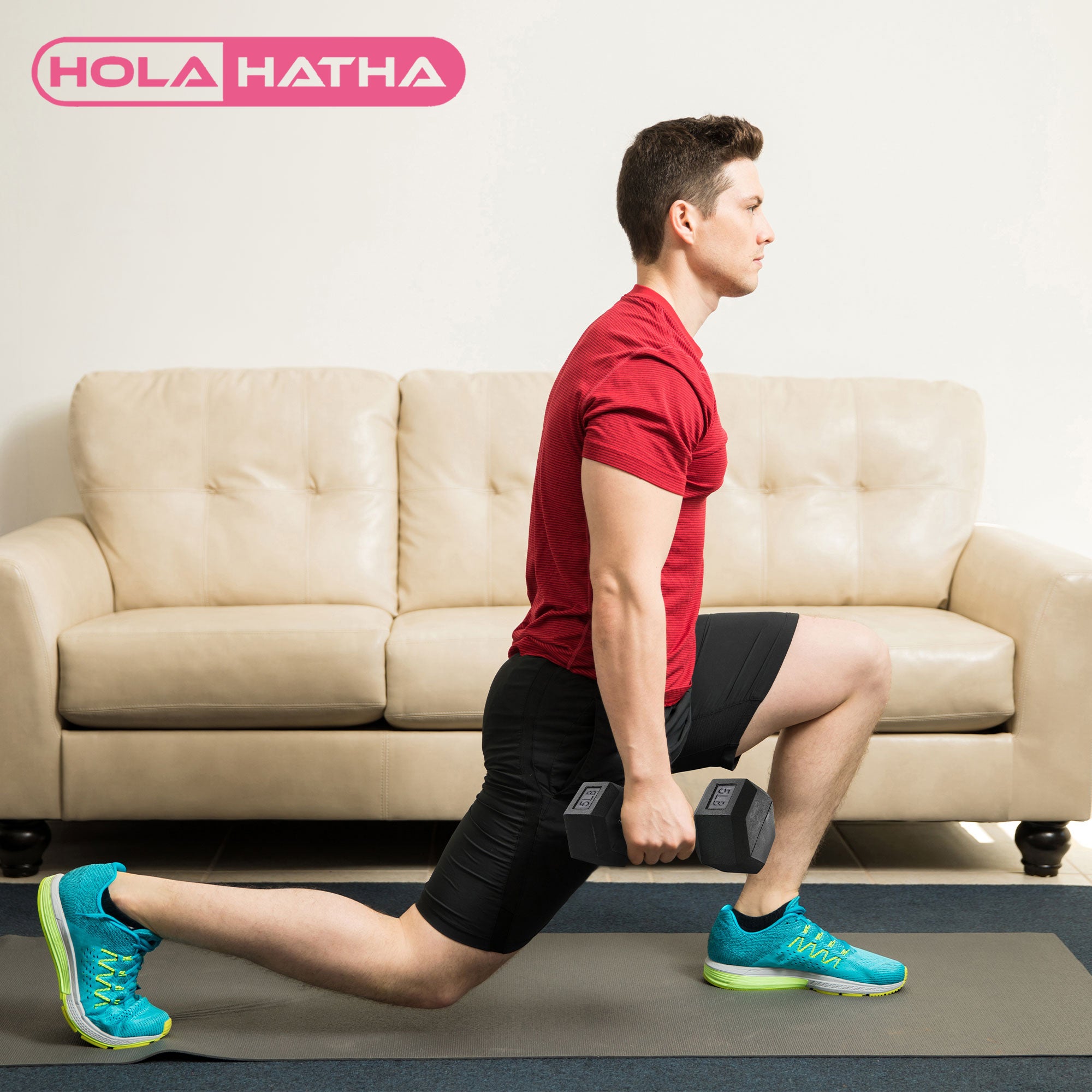 HolaHatha 5, 8, 10, 12 & 15lb Hexagonal Dumbbell Set w/Rack, Black (Open Box) - VMInnovations
