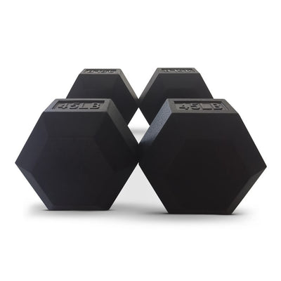 HolaHatha Iron Hexagonal Cast Exercise Dumbbell Free Weight Pair, 45lbs (Used)