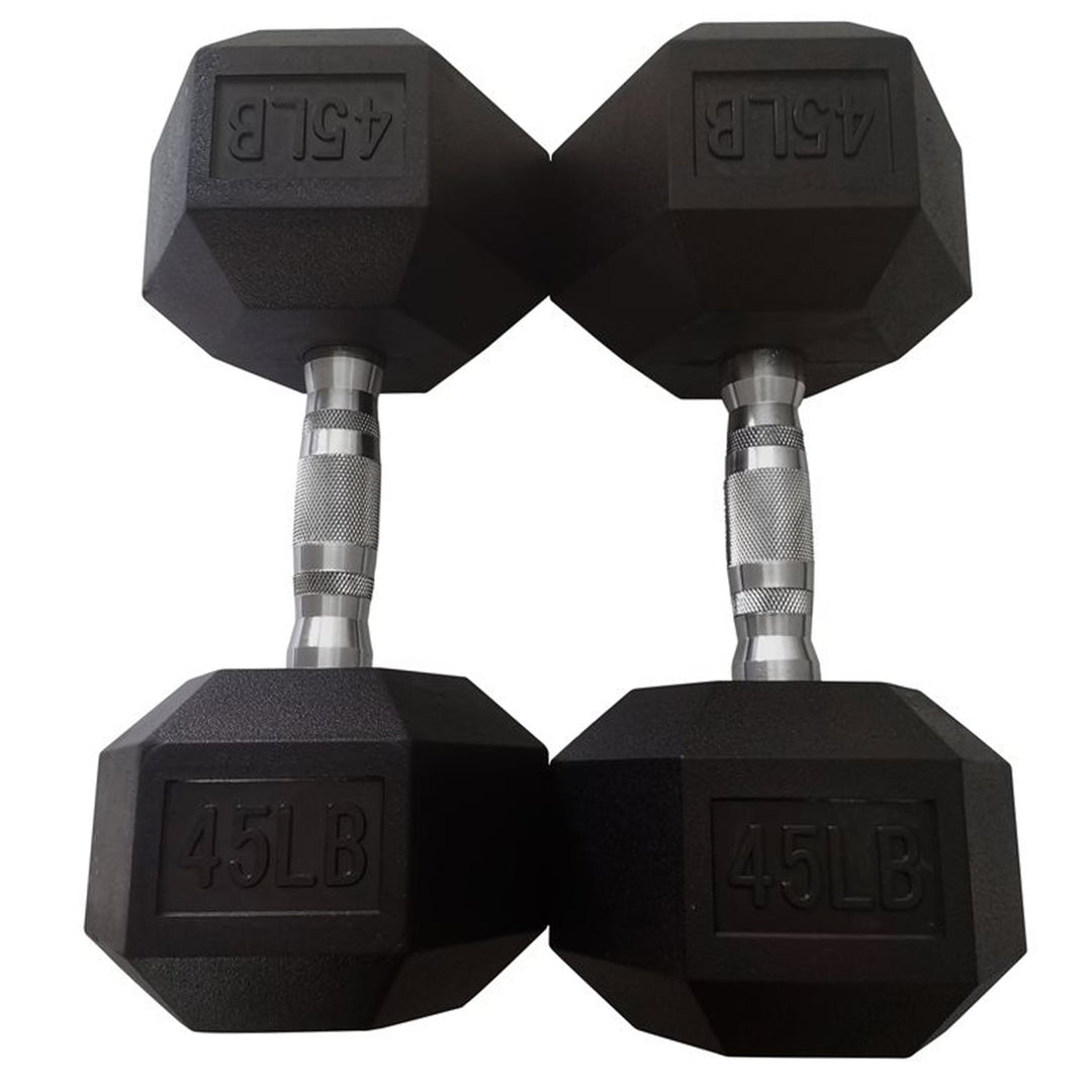 HolaHatha Iron Hexagonal Cast Exercise Dumbbell Free Weight Pair, 45lbs (Used)