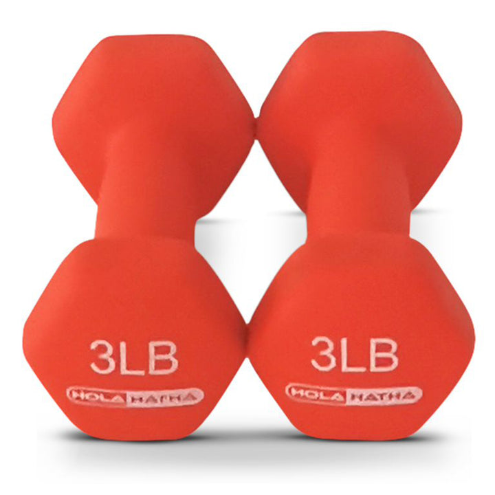 HolaHatha Dumbbell Weight Set w/ 3, 5 & 8 LB Hand Weights & Storage Rack (Used)